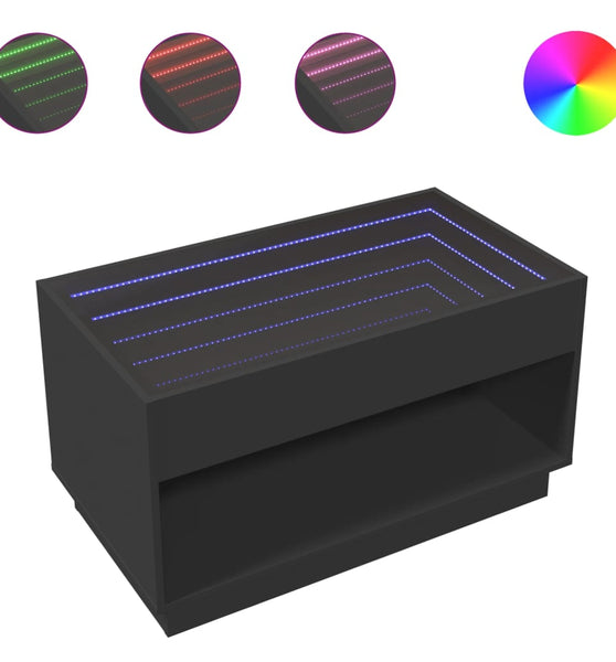 Couchtisch mit Infinity-LED Schwarz 90x50x50 cm