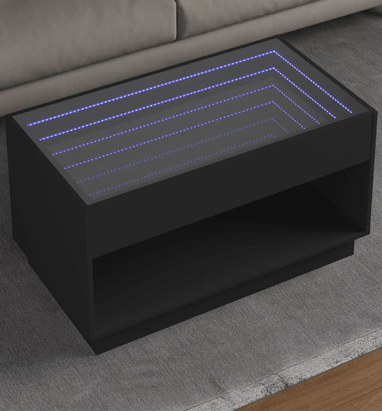 Couchtisch mit Infinity-LED Schwarz 90x50x50 cm