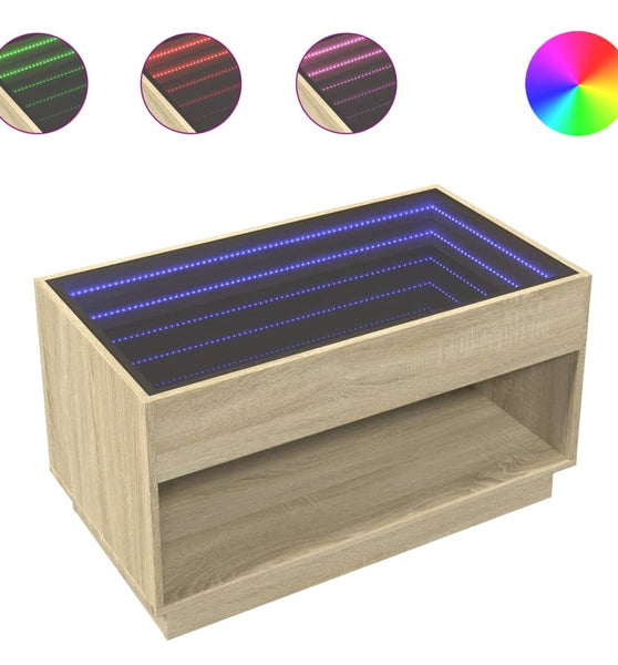 Couchtisch mit Infinity-LED Sonoma-Eiche 90x50x50 cm