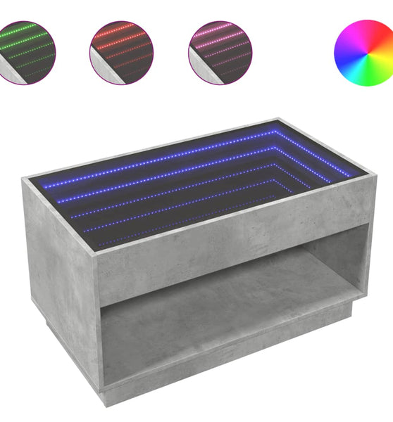 Couchtisch mit Infinity-LED Betongrau 90x50x50 cm