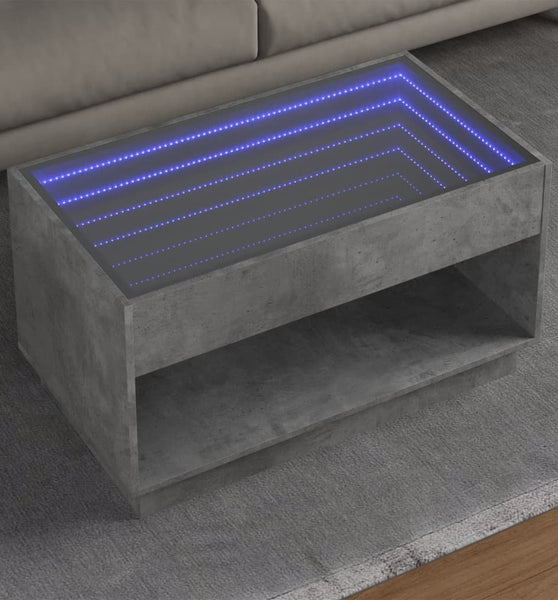 Couchtisch mit Infinity-LED Betongrau 90x50x50 cm