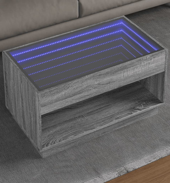 Couchtisch mit Infinity-LED Grau Sonoma 90x50x50 cm