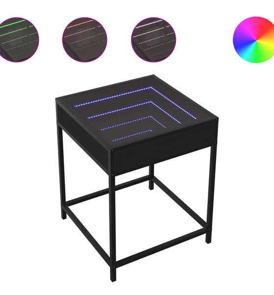 Couchtisch mit Infinity-LED Schwarz 40x40x51 cm