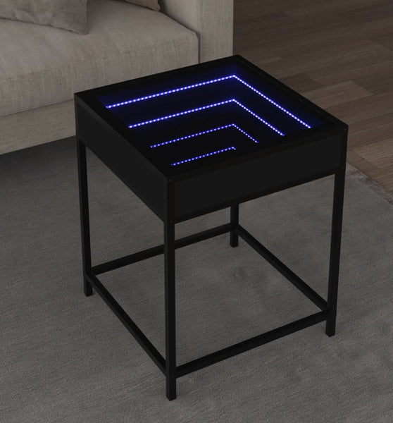 Couchtisch mit Infinity-LED Schwarz 40x40x51 cm