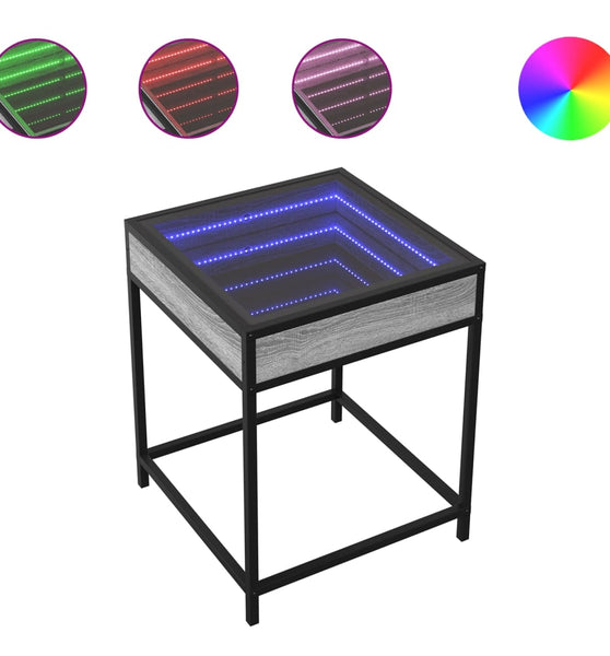 Couchtisch mit Infinity-LED Grau Sonoma 40x40x51 cm