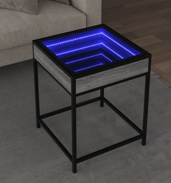 Couchtisch mit Infinity-LED Grau Sonoma 40x40x51 cm
