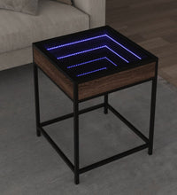 Couchtisch mit Infinity-LED Braun Eichen-Optik 40x40x51 cm