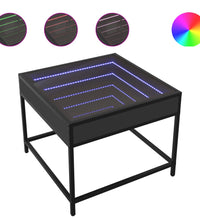 Couchtisch mit Infinity-LED Schwarz 50x50x41 cm