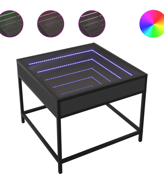 Couchtisch mit Infinity-LED Schwarz 50x50x41 cm