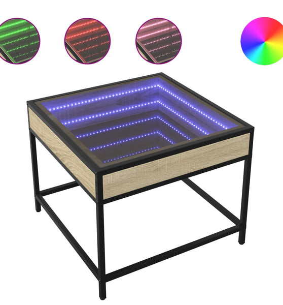 Couchtisch mit Infinity-LED Sonoma-Eiche 50x50x41 cm