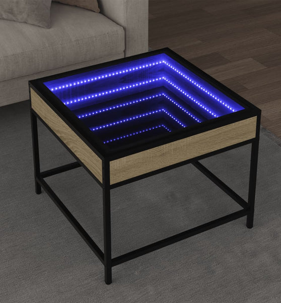 Couchtisch mit Infinity-LED Sonoma-Eiche 50x50x41 cm