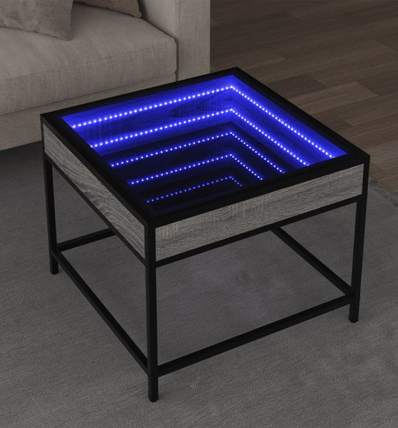 Couchtisch mit Infinity-LED Grau Sonoma 50x50x41 cm