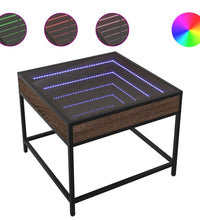 Couchtisch mit Infinity-LED Braun Eichen-Optik 50x50x41 cm