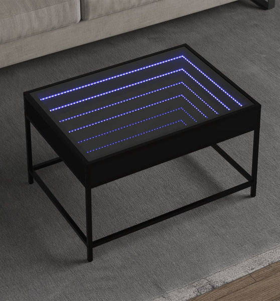 Couchtisch mit Infinity-LED Schwarz 70x50x41 cm