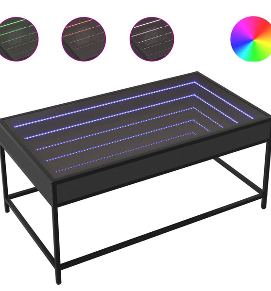 Couchtisch mit Infinity-LED Schwarz 90x50x41 cm