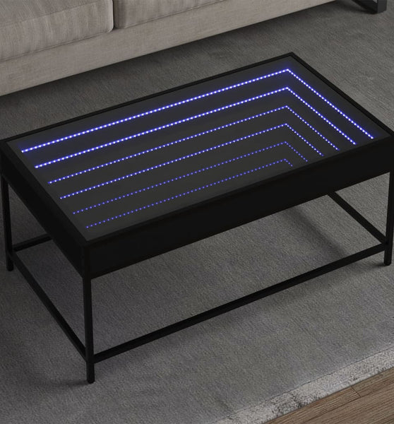 Couchtisch mit Infinity-LED Schwarz 90x50x41 cm