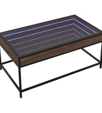 Couchtisch mit Infinity-LED Braun Eichen-Optik 90x50x41 cm