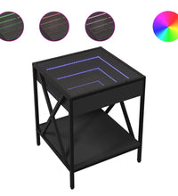 Couchtisch mit Infinity-LED Schwarz 40x40x49 cm