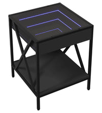 Couchtisch mit Infinity-LED Schwarz 40x40x49 cm