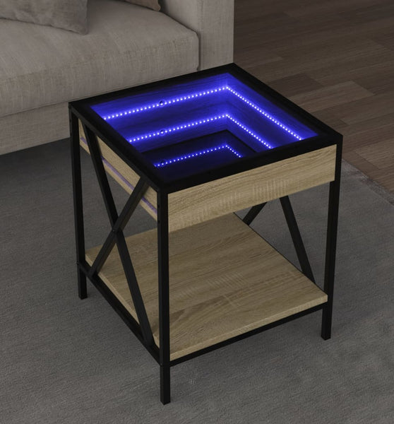 Couchtisch mit Infinity-LED Sonoma-Eiche 40x40x49 cm