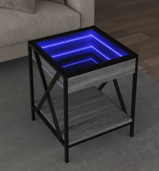 Couchtisch mit Infinity-LED Grau Sonoma 40x40x49 cm