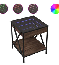 Couchtisch mit Infinity-LED Braun Eichen-Optik 40x40x49 cm
