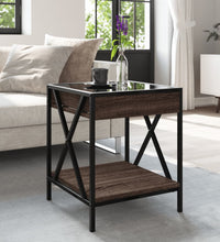 Couchtisch mit Infinity-LED Braun Eichen-Optik 40x40x49 cm