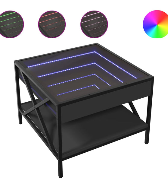 Couchtisch mit Infinity-LED Schwarz 50x50x38 cm