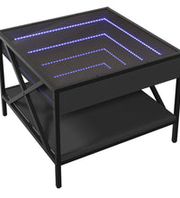 Couchtisch mit Infinity-LED Schwarz 50x50x38 cm