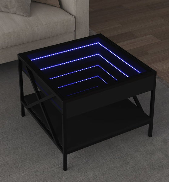 Couchtisch mit Infinity-LED Schwarz 50x50x38 cm