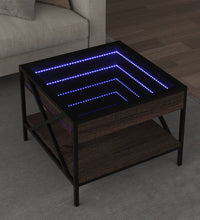 Couchtisch mit Infinity-LED Braun Eichen-Optik 50x50x38 cm