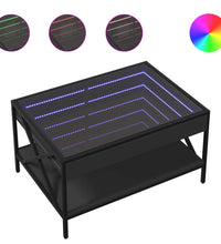 Couchtisch mit Infinity-LED Schwarz 70x50x38 cm