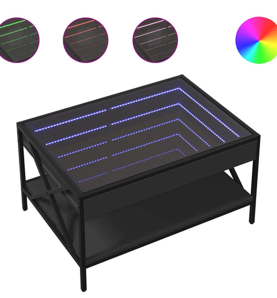 Couchtisch mit Infinity-LED Schwarz 70x50x38 cm