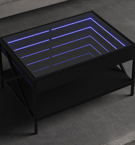 Couchtisch mit Infinity-LED Schwarz 70x50x38 cm