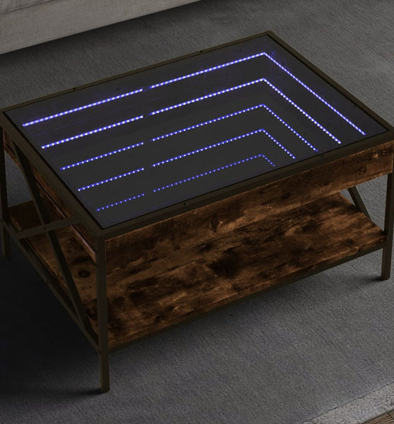 Couchtisch mit Infinity-LED Räuchereiche 70x50x38 cm