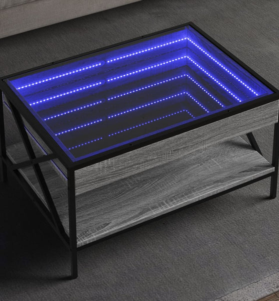 Couchtisch mit Infinity-LED Grau Sonoma 70x50x38 cm