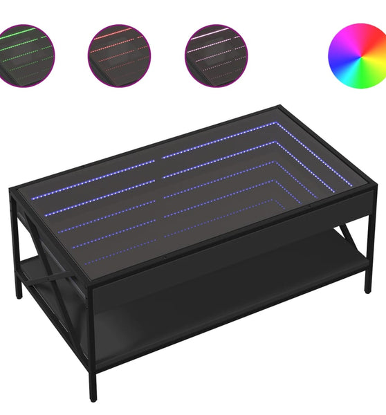 Couchtisch mit Infinity-LED Schwarz 90x50x38 cm