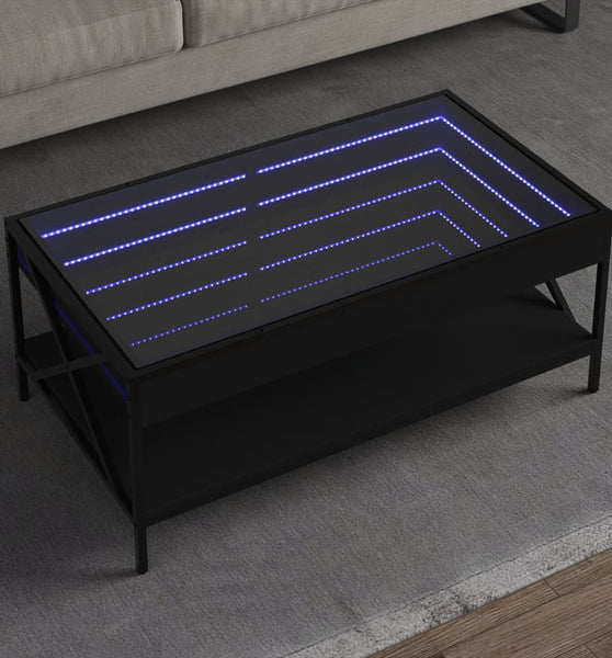 Couchtisch mit Infinity-LED Schwarz 90x50x38 cm