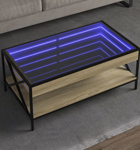 Couchtisch mit Infinity-LED Sonoma-Eiche 90x50x38 cm