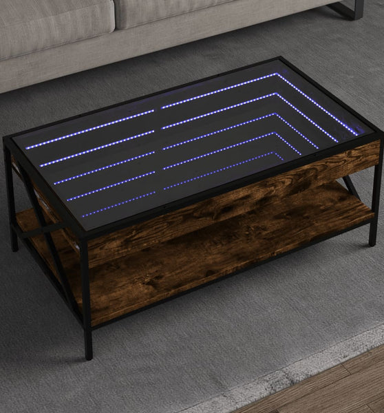 Couchtisch mit Infinity-LED Räuchereiche 90x50x38 cm