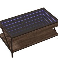 Couchtisch mit Infinity-LED Braun Eichen-Optik 90x50x38 cm