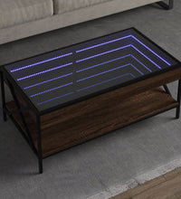 Couchtisch mit Infinity-LED Braun Eichen-Optik 90x50x38 cm