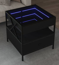 Couchtisch mit Infinity-LED Schwarz 50x50x51 cm