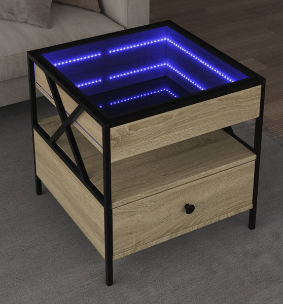 Couchtisch mit Infinity-LED Sonoma-Eiche 50x50x51 cm