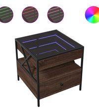 Couchtisch mit Infinity-LED Braun Eichen-Optik 50x50x51 cm