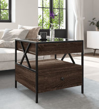 Couchtisch mit Infinity-LED Braun Eichen-Optik 50x50x51 cm