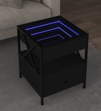 Couchtisch mit Infinity-LED Schwarz 40x40x51 cm