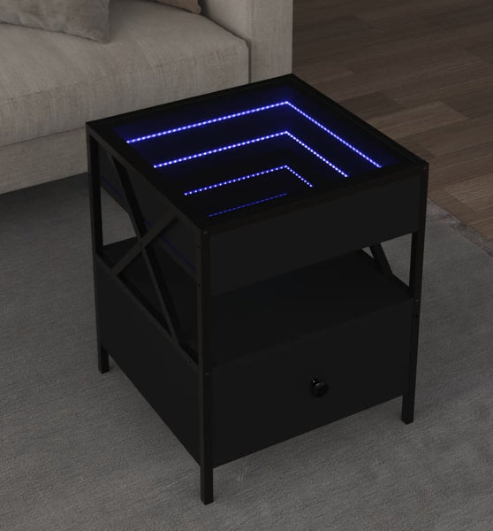 Couchtisch mit Infinity-LED Schwarz 40x40x51 cm