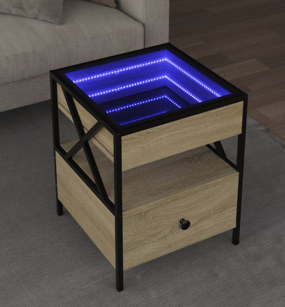 Couchtisch mit Infinity-LED Sonoma-Eiche 40x40x51 cm