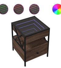 Couchtisch mit Infinity-LED Braun Eichen-Optik 40x40x51 cm
